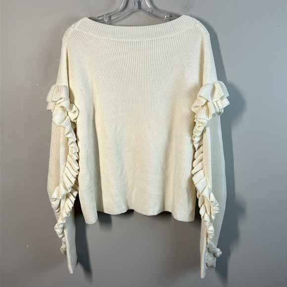 Frame Ruffle Cream Yoke Sweater Size M - Picture 13 of 16